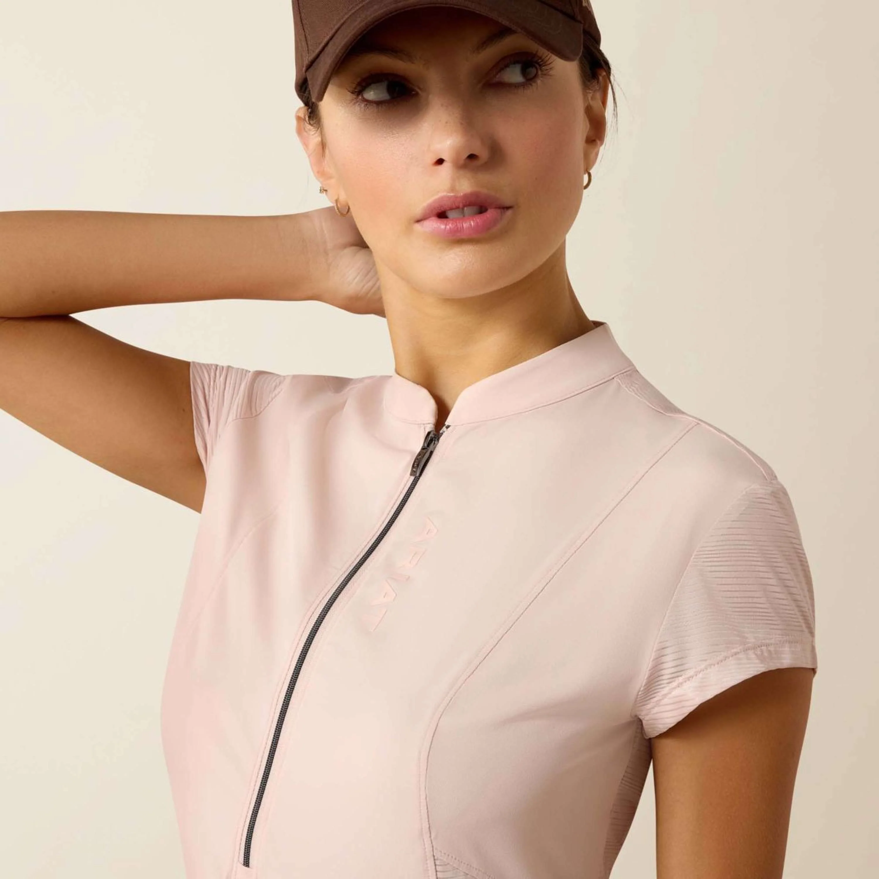Ariat T-Shirt Breathe 1/2 Zip Damen Sepia Rose - Image 2