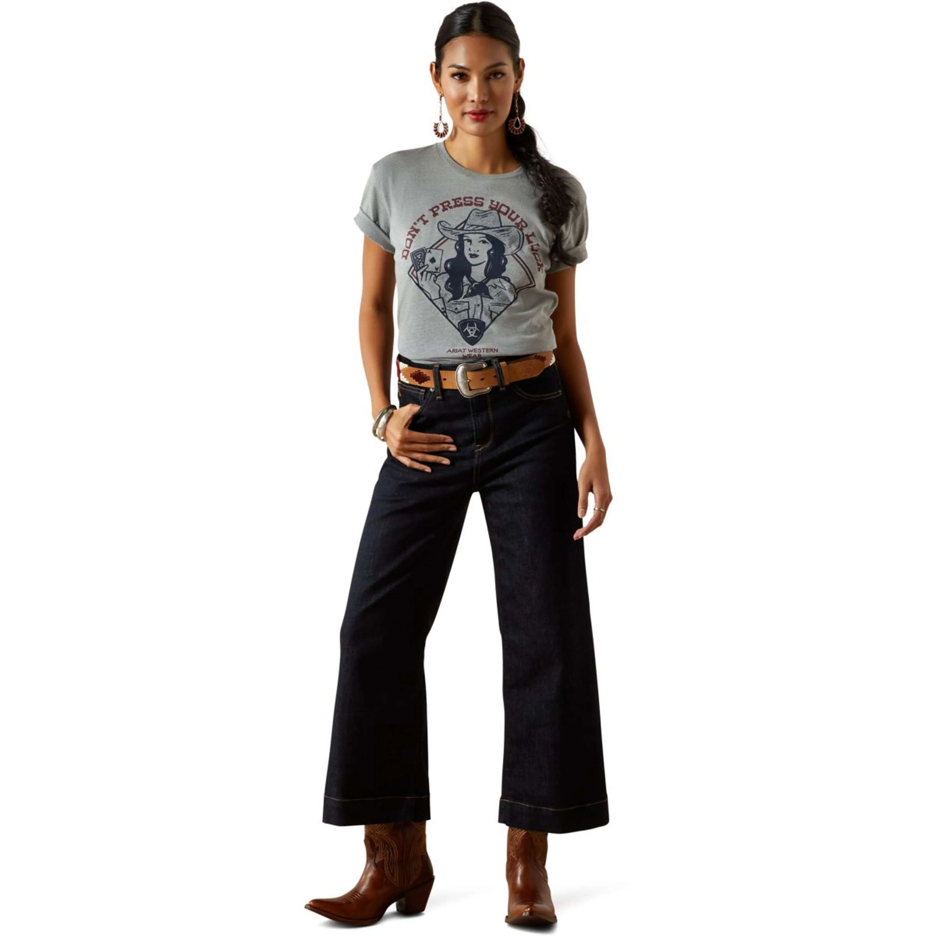 Ariat T-Shirt Don't Press Your Luck Damen Ice Blue - Image 5