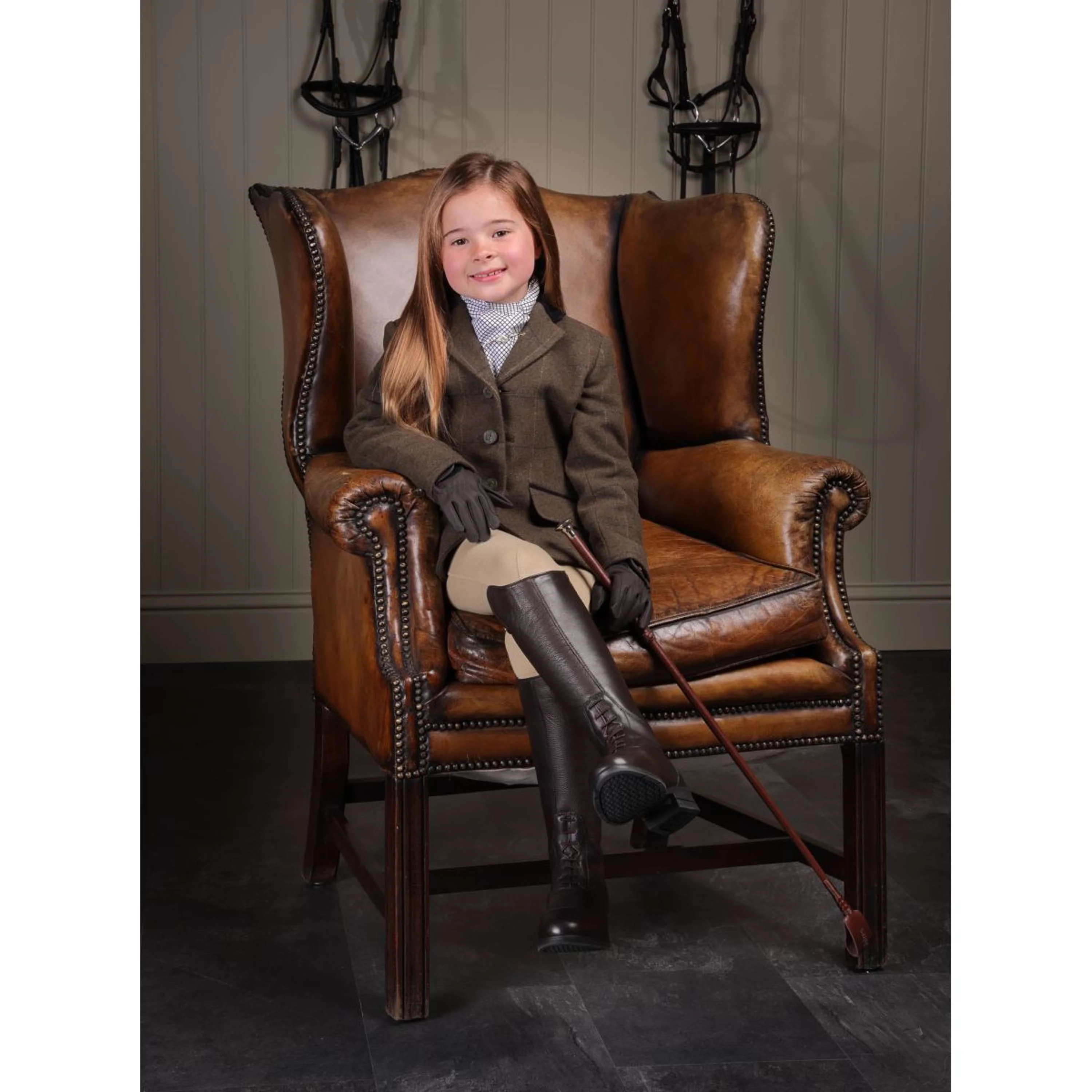 Aubrion by Shires Turnierjacket Saratoga Kinder Grün Check - Image 2