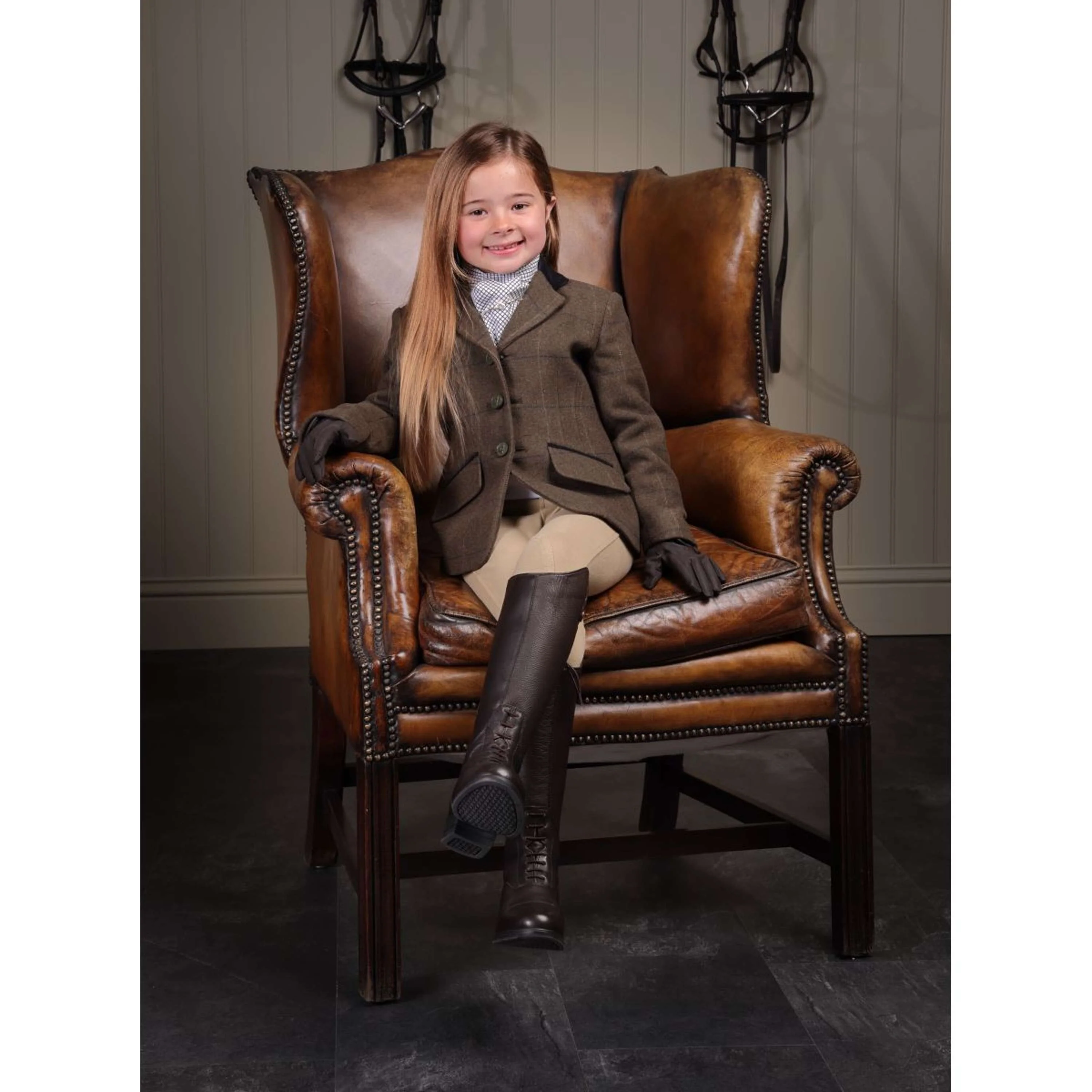 Aubrion by Shires Turnierjacket Saratoga Kinder Grün Check - Image 3
