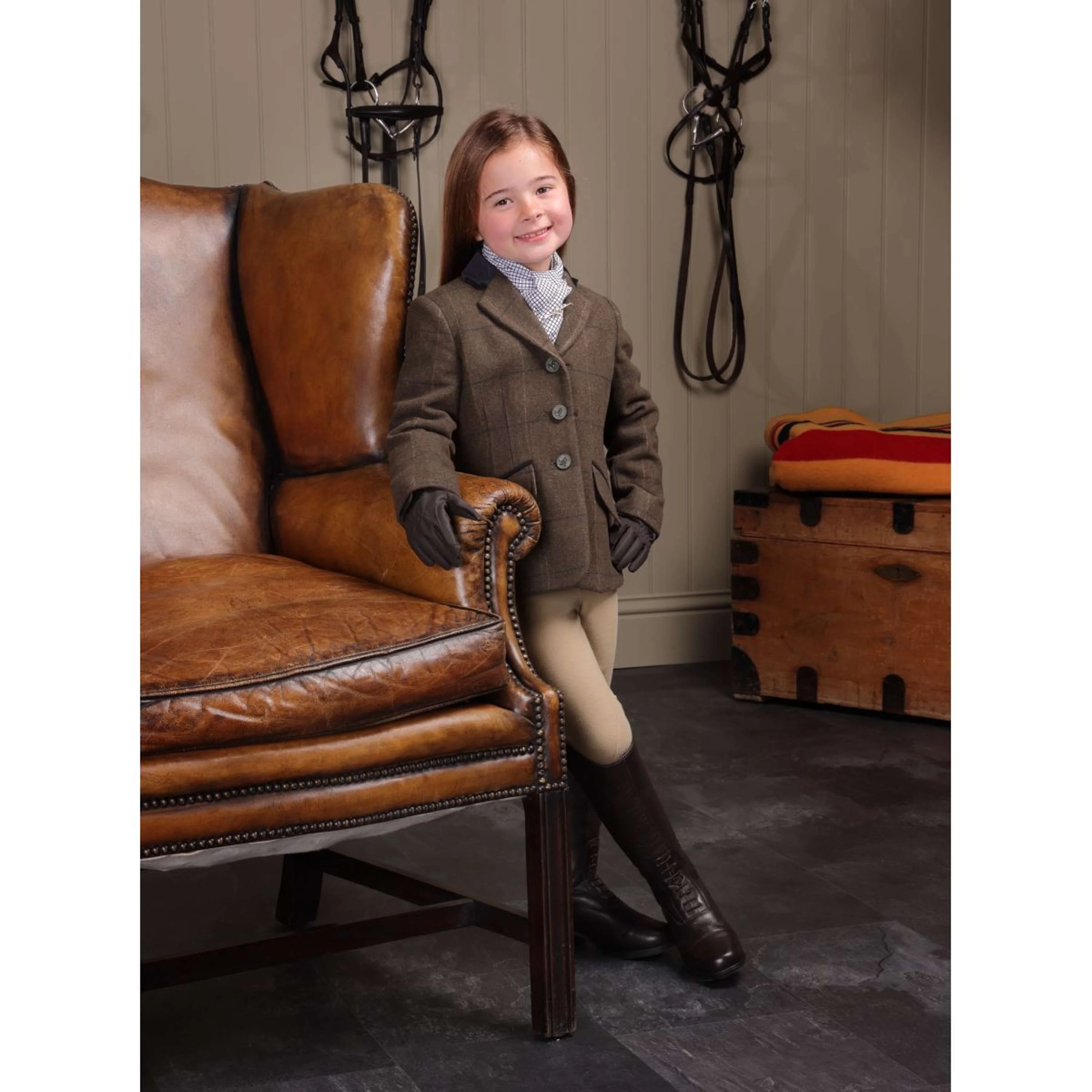 Aubrion by Shires Turnierjacket Saratoga Kinder Grün Check - Image 5