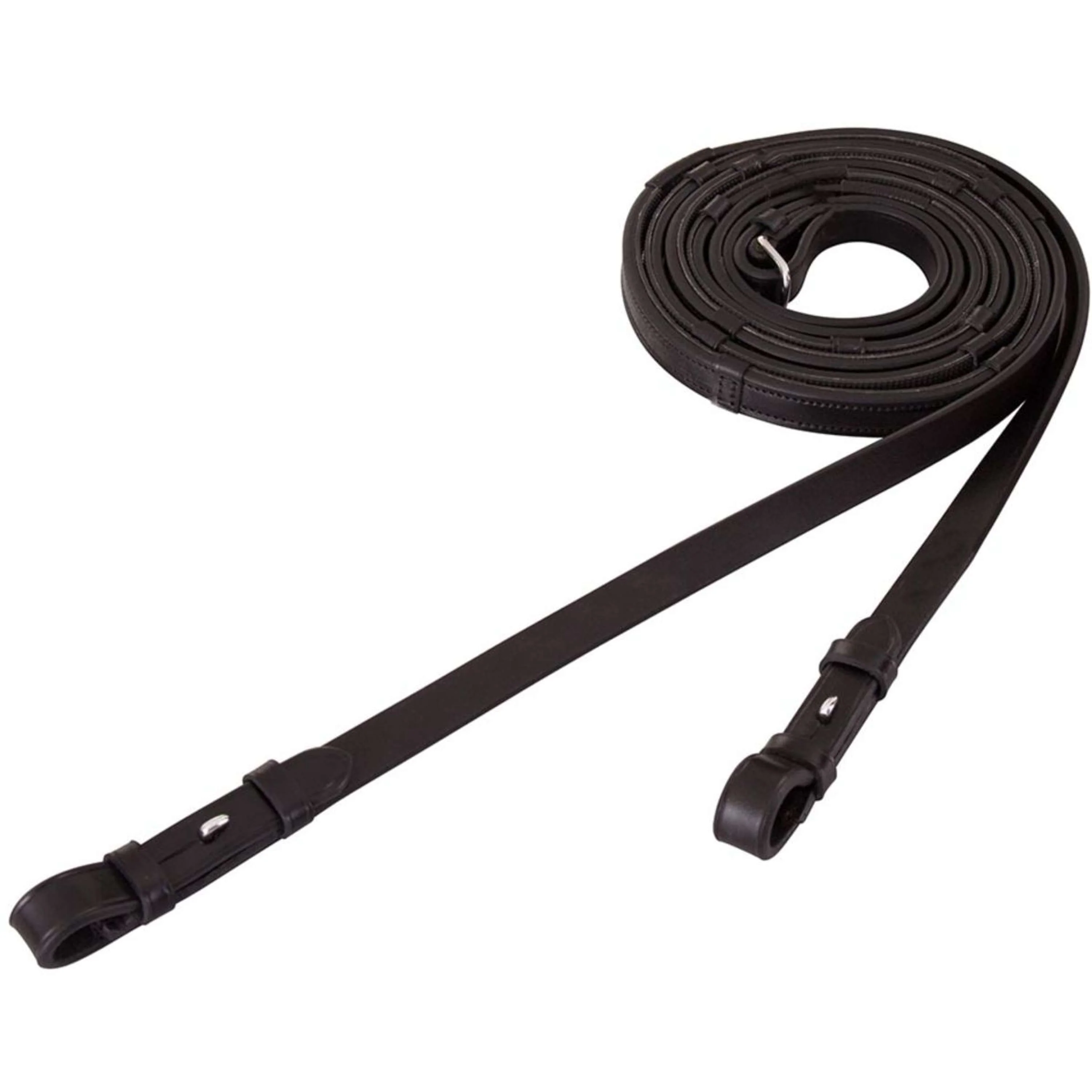 BR Dressur Zügel Leder/Gummi Stops 16mm Schwarz - Image 3
