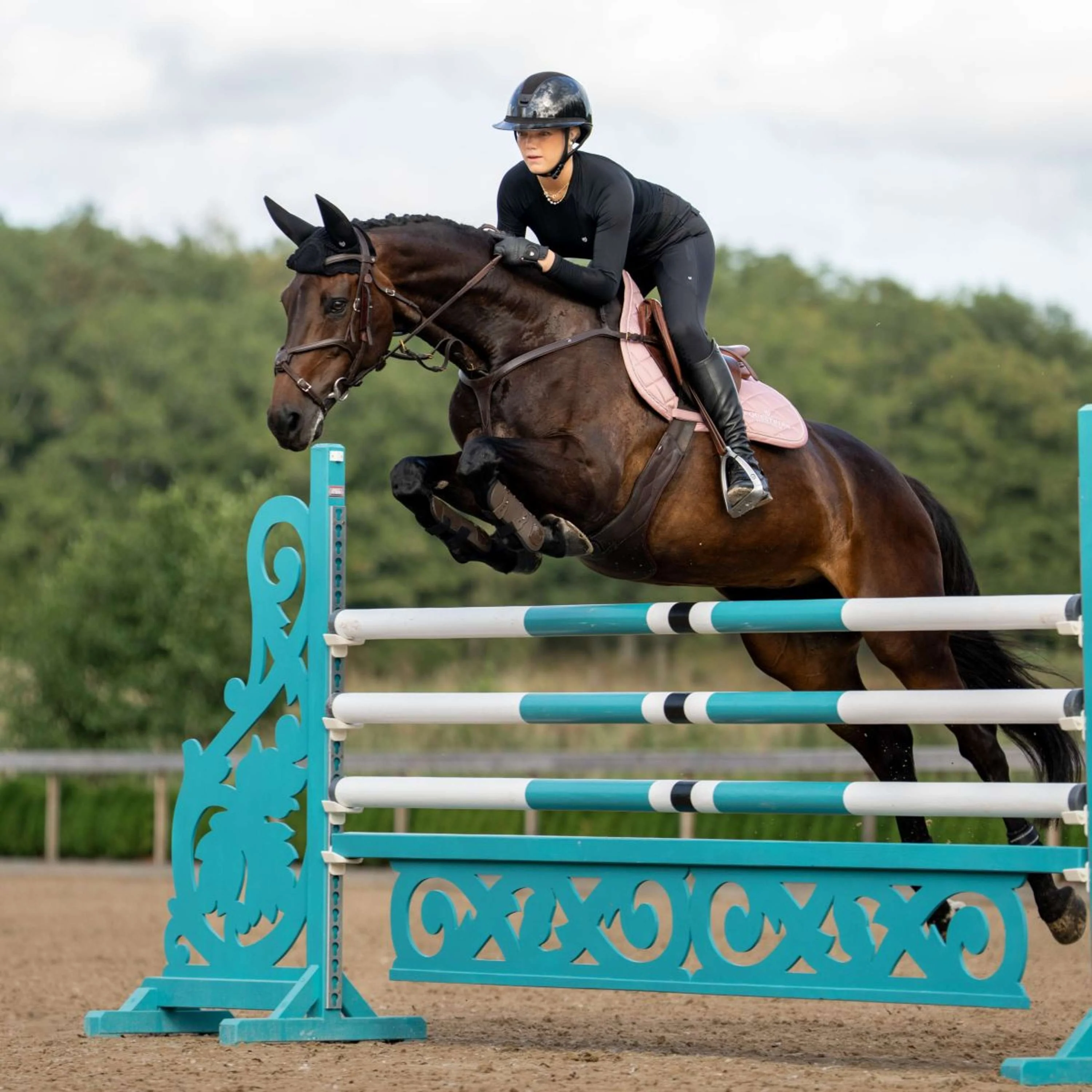 Equestrian Stockholm Schabracke Line Springen Rosa - Image 8