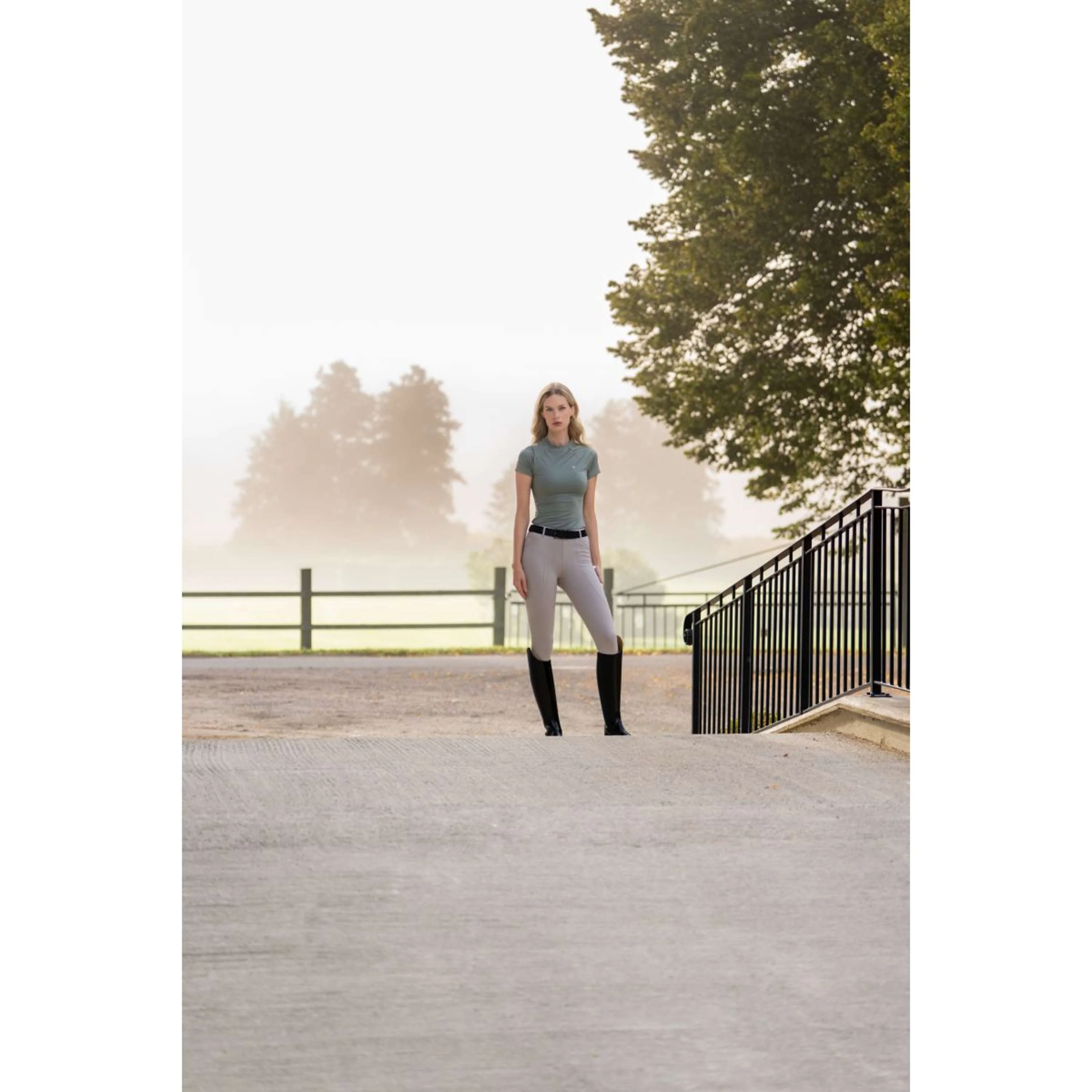 Equestrian Stockholm Shirt Dynamic Short Sleeve Pistachio White - Image 7