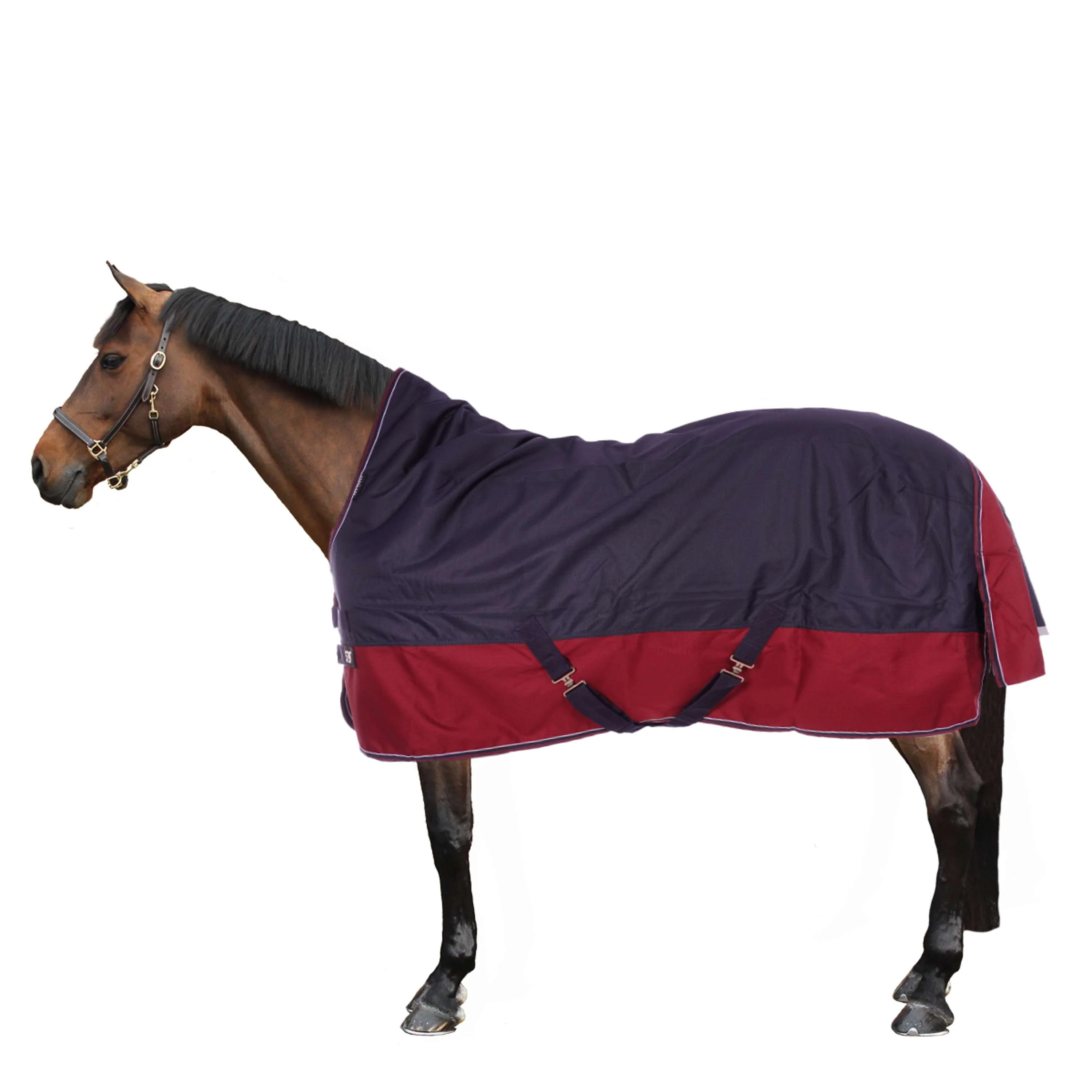 EQUITHÈME Outdoordecke Tyrex 1200D 50g mit Halbem Hals Navy/Bordeaux - Image 5