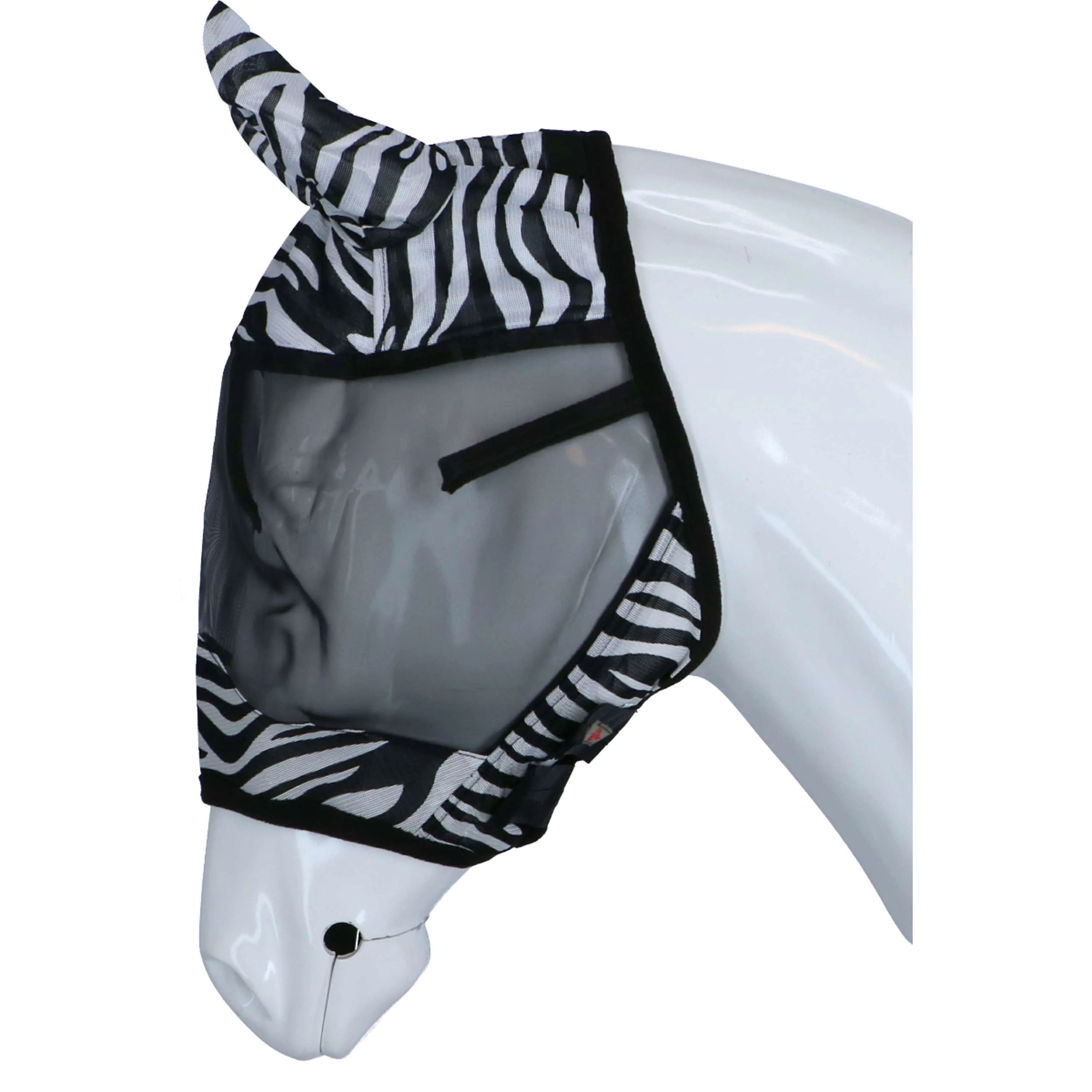 RugBe by Covalliero Fliegenmaske mit Ohrbedeckung Schwarz Zebra - Image 3
