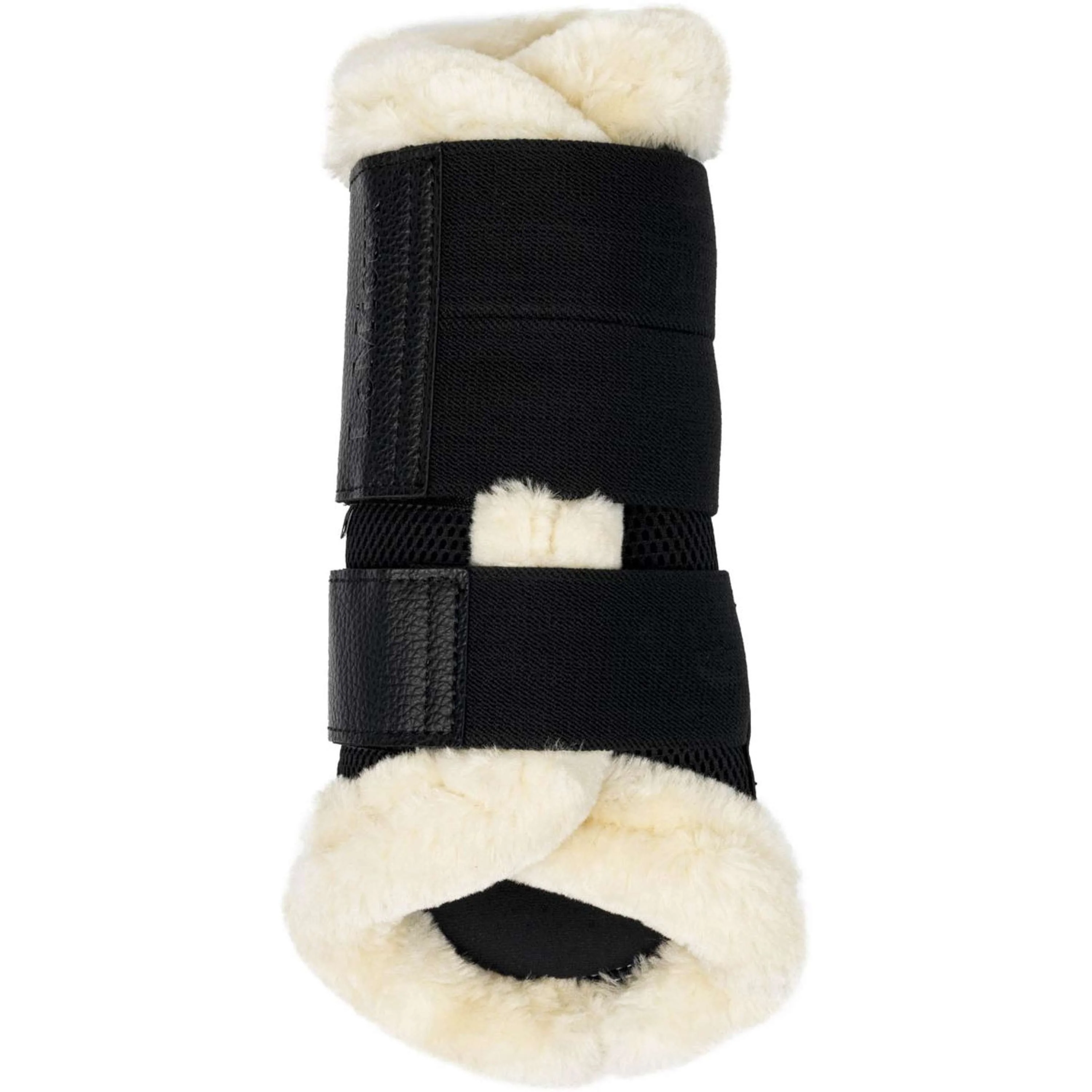 LeMieux Brushing Boots Fleece Edge Mesh Schwarz/Naturell - Image 3