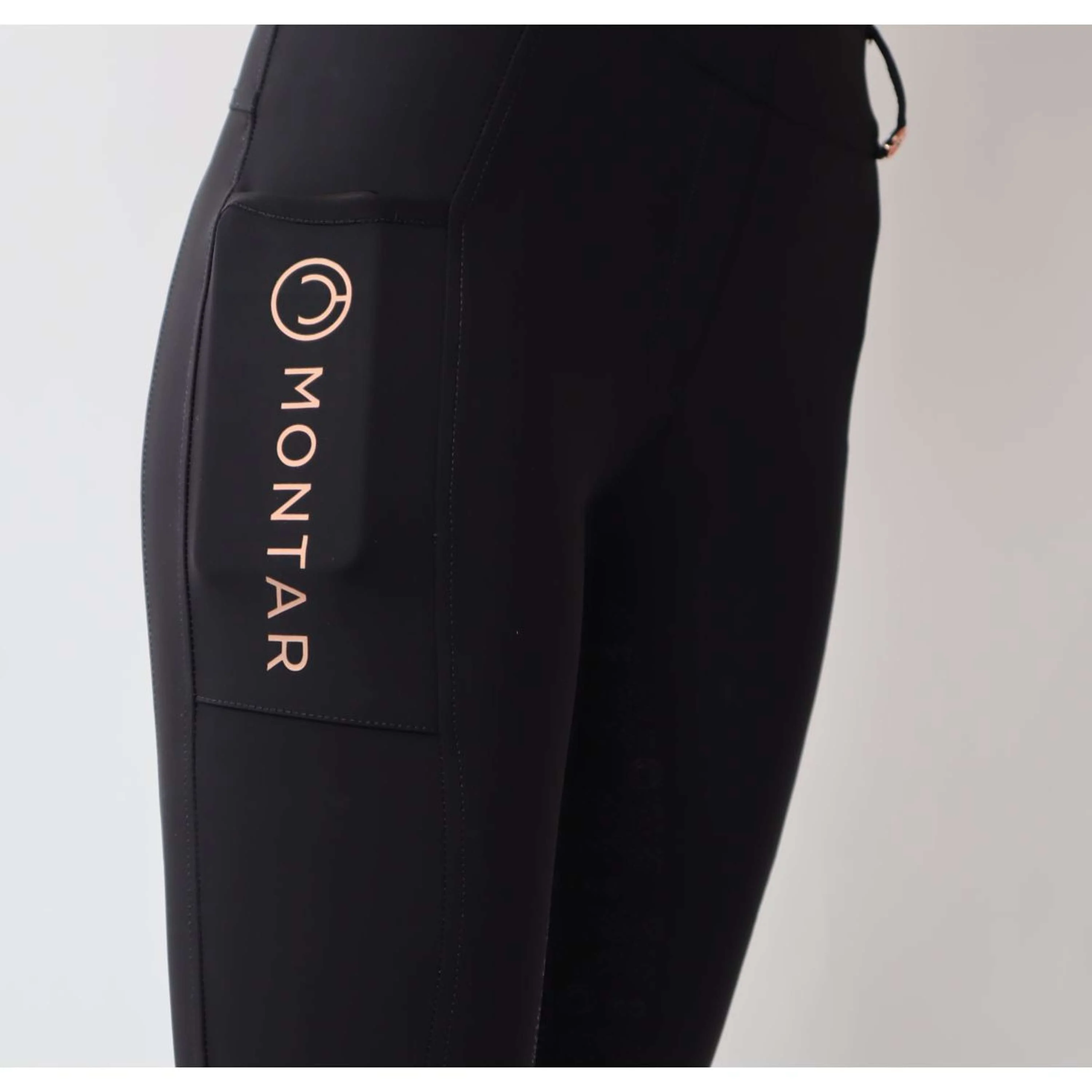 Montar Reitleggings Michelle Rosegold Logo Schwarz - Image 5