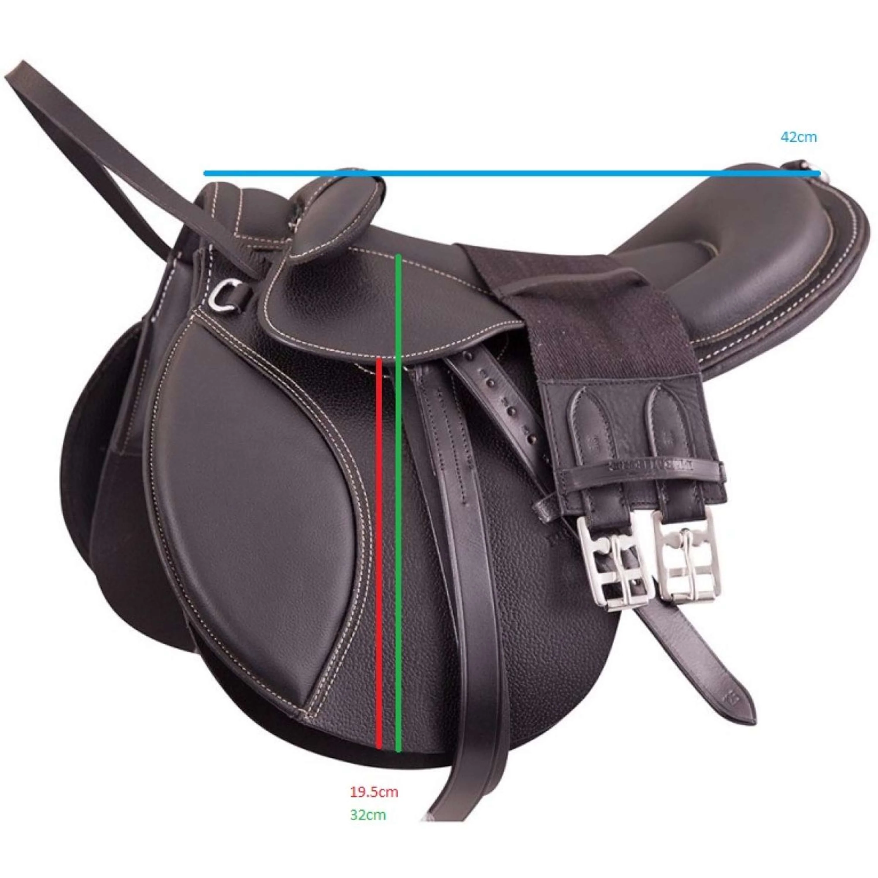Premiere Sattel Pony Leder Bügelriemen und Bügelriemen Braun - Image 3